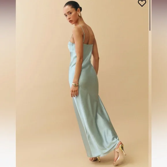 NWT Reformation Brie Silk Dress in Aquamarine